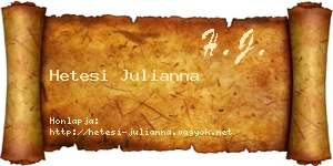 Hetesi Julianna névjegykártya